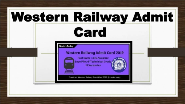 Western Railway Admit Card 2019 Download From Here Hall Ticket