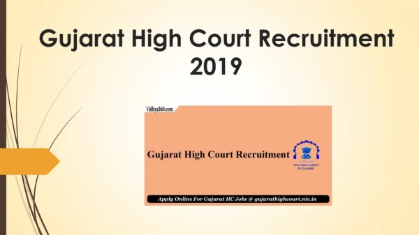 Gujarat High Court Recruitment 2019 Apply For Gujarat HC Legal Assistant