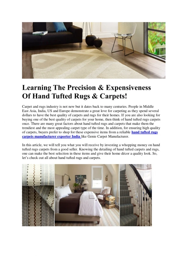 Hand Tufted carpet Manufacturer Exporter India