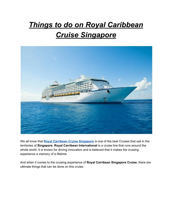Singapore Royal Caribbean Cruise and must do Things Onboard!