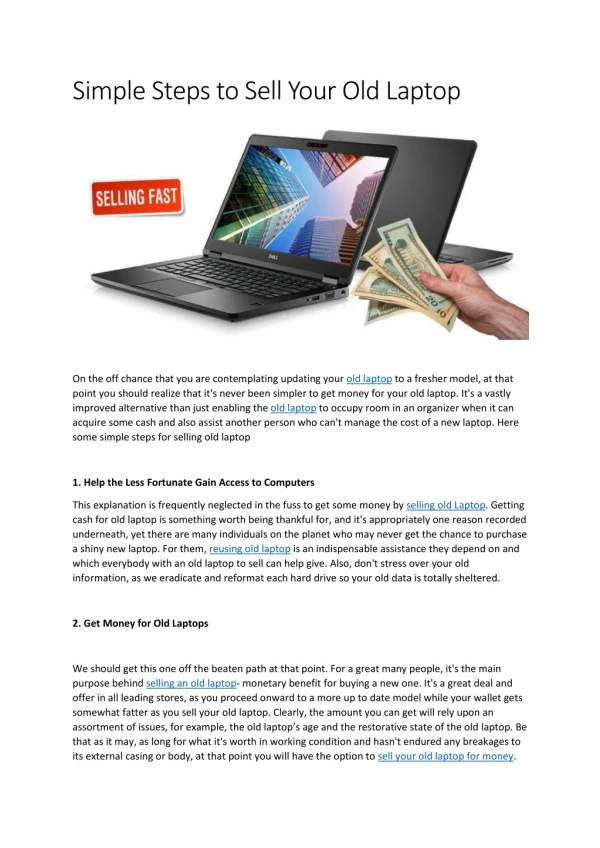 Sell Old Lenovo Laptop Online | Sell Old Laptop