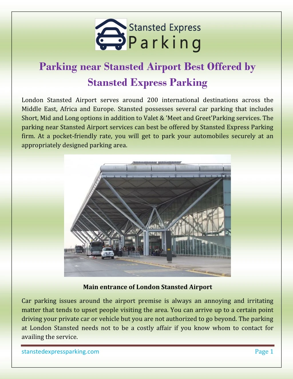 parking near stansted airport best offered