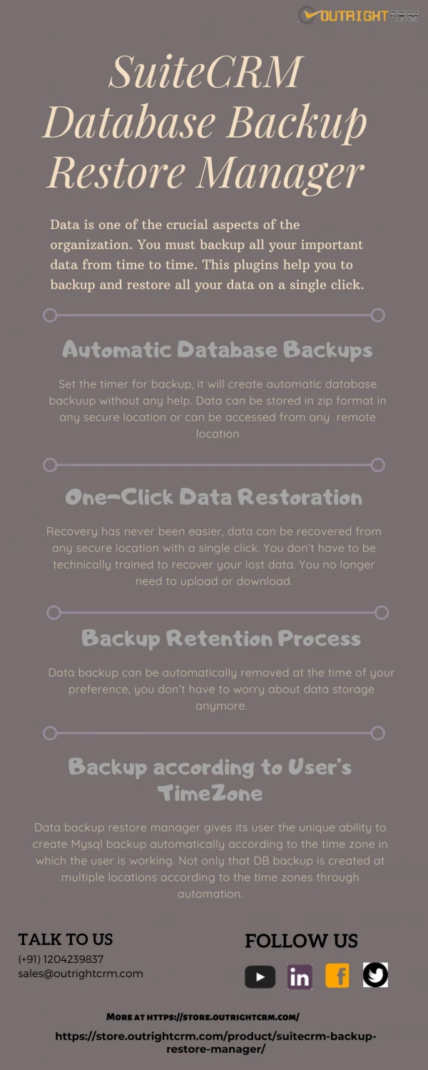 Automatic SuiteCRM Backup Restore Manager | Outright Store