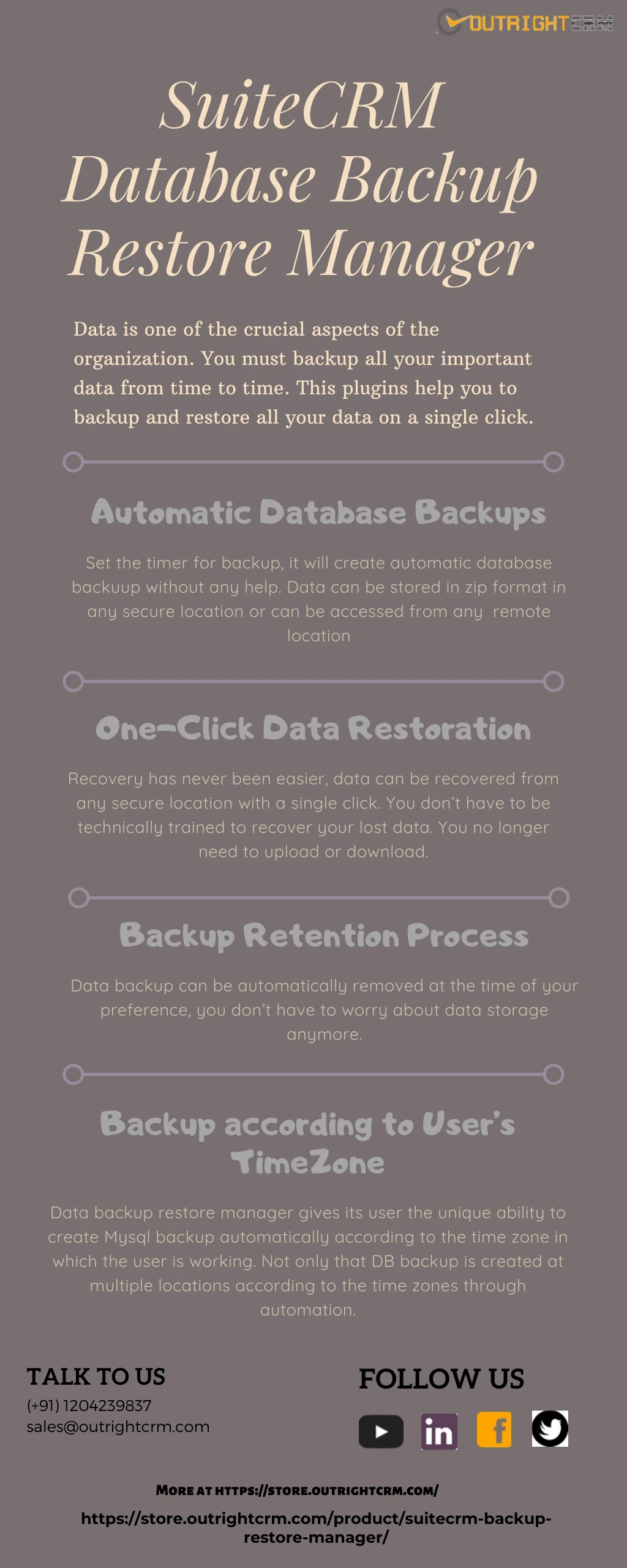suitecrm database backup restore manager