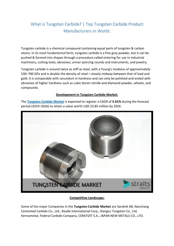 Got Stuck? Try These Tips To Streamline Your Tungsten Carbide Market...