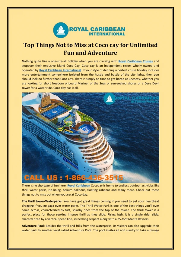 Top Things Not To Miss at Cococay for Unlimited Fun and Adventure