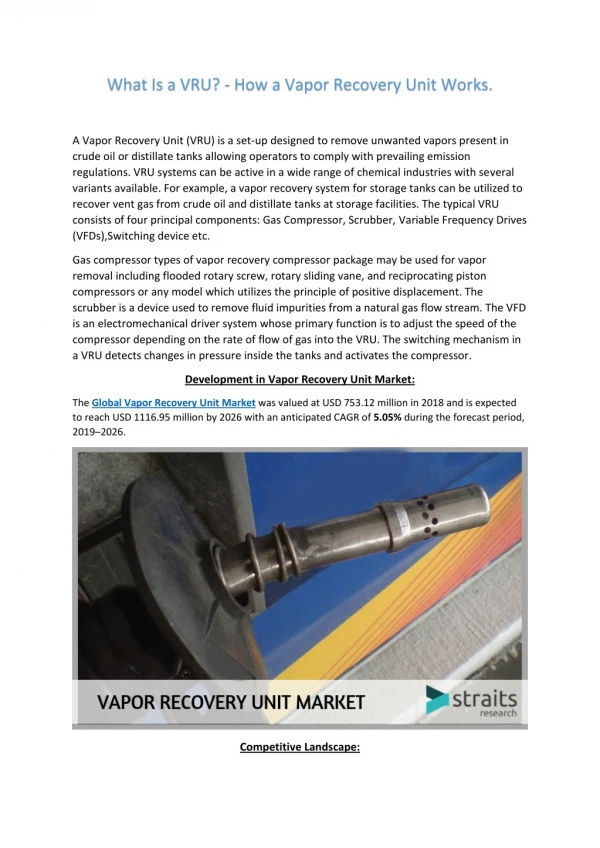 Fascinating Vapor Recovery Unit Market Tactics That Can Help Your Business Grow...