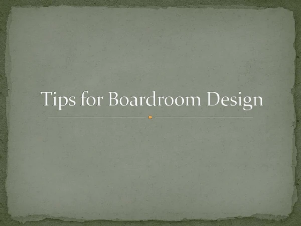 Tips for Boardroom Design