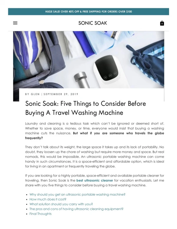 Sonic Soak: Five Things to Consider Before Buying A Travel Washing Machine