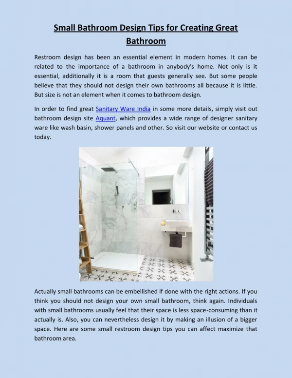 Small bathroom design tips for creating great bathroom