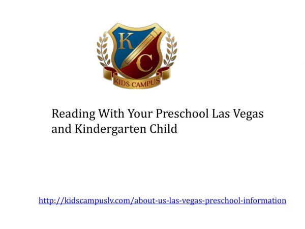 Reading With Your Preschool Las Vegas and Kindergarten Child