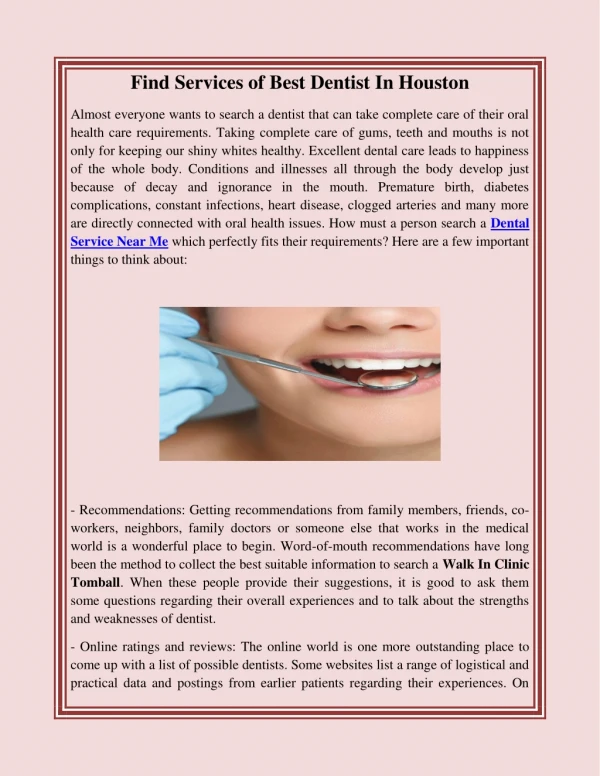 Find Services of Best Dentist In Houston