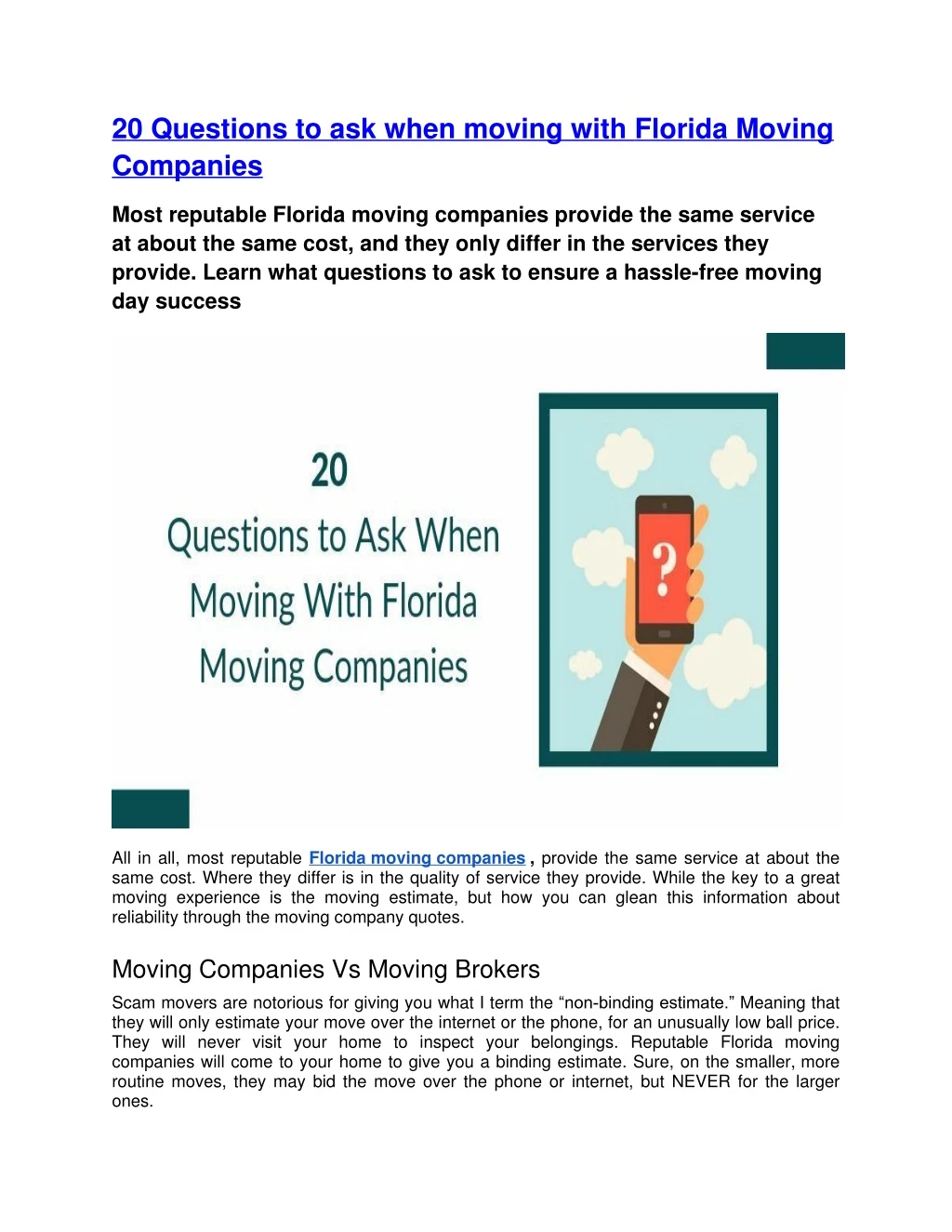 20 questions to ask when moving with florida