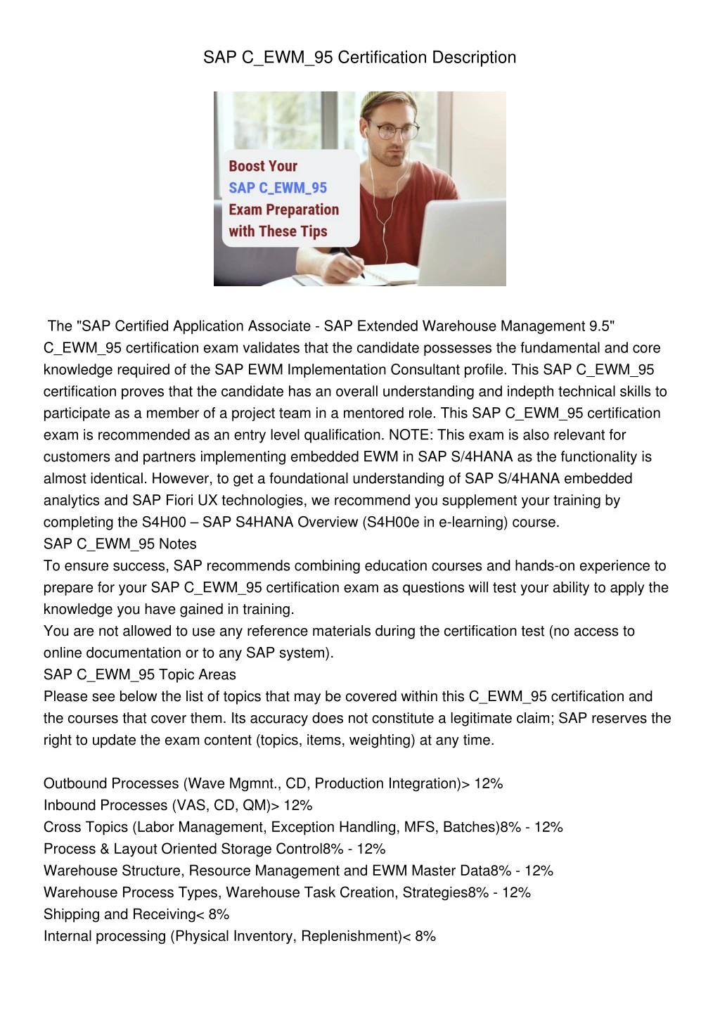 sap c ewm 95 certification description