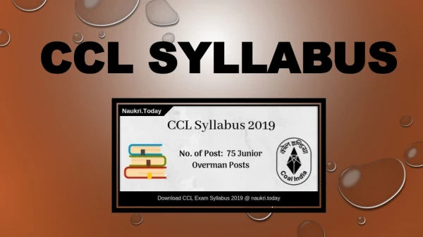 CCL Syllabus 2019 | Download Syllabus For 75 Junior Overman Vacancies
