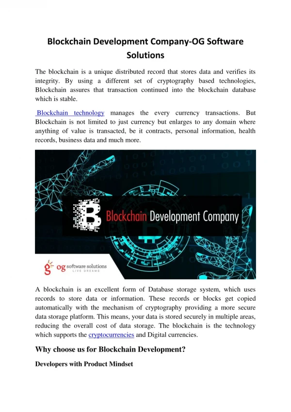 Blockchain Development Company-OG Software Solutions