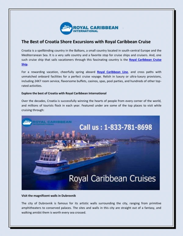 The Best of Croatia Shore Excursions with Royal Caribbean Cruise