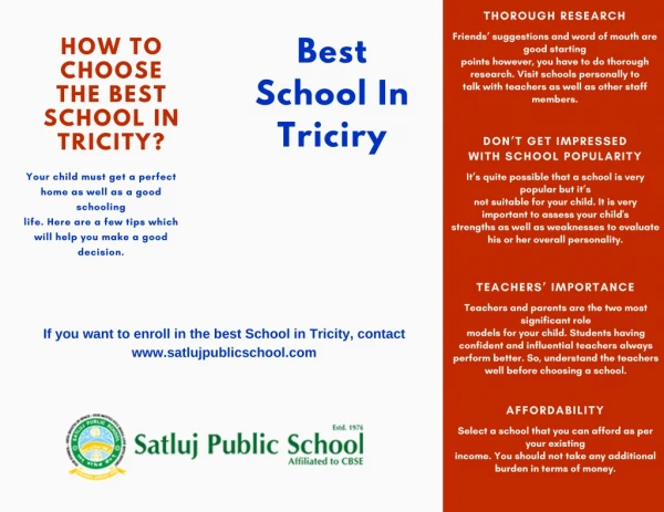 Best School in Tricity - Satluj Public School