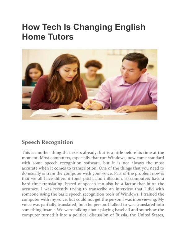 How Tech Is Changing English Home Tutors