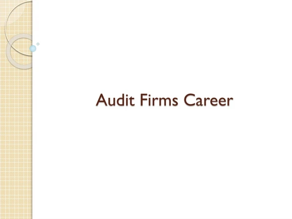 Audit Firms Career
