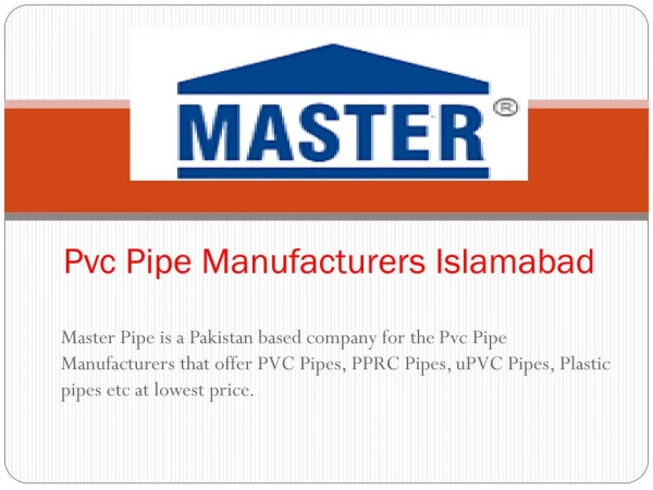 Pvc Pipe Manufacturers Islamabad