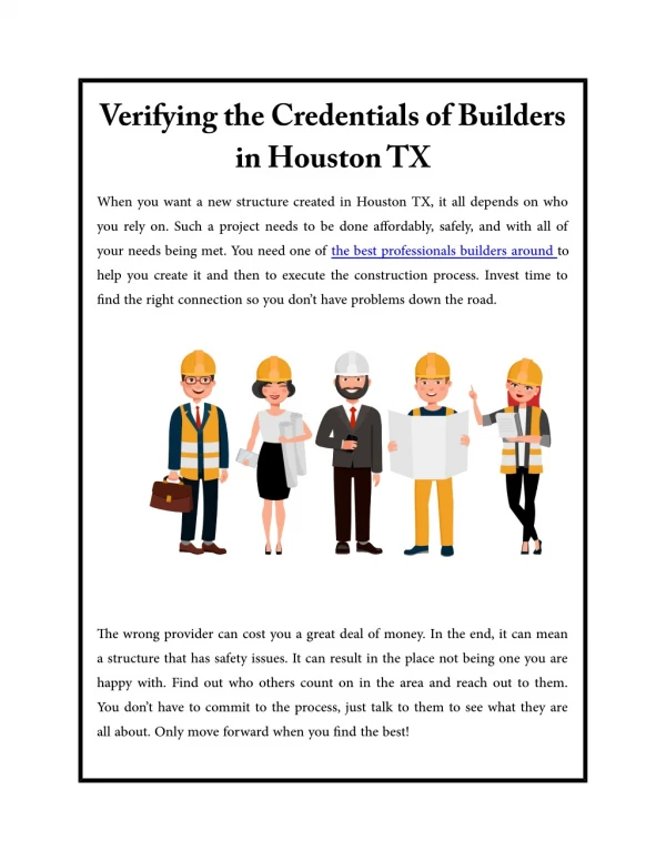 Verifying the Credentials of Builders in Houston TX