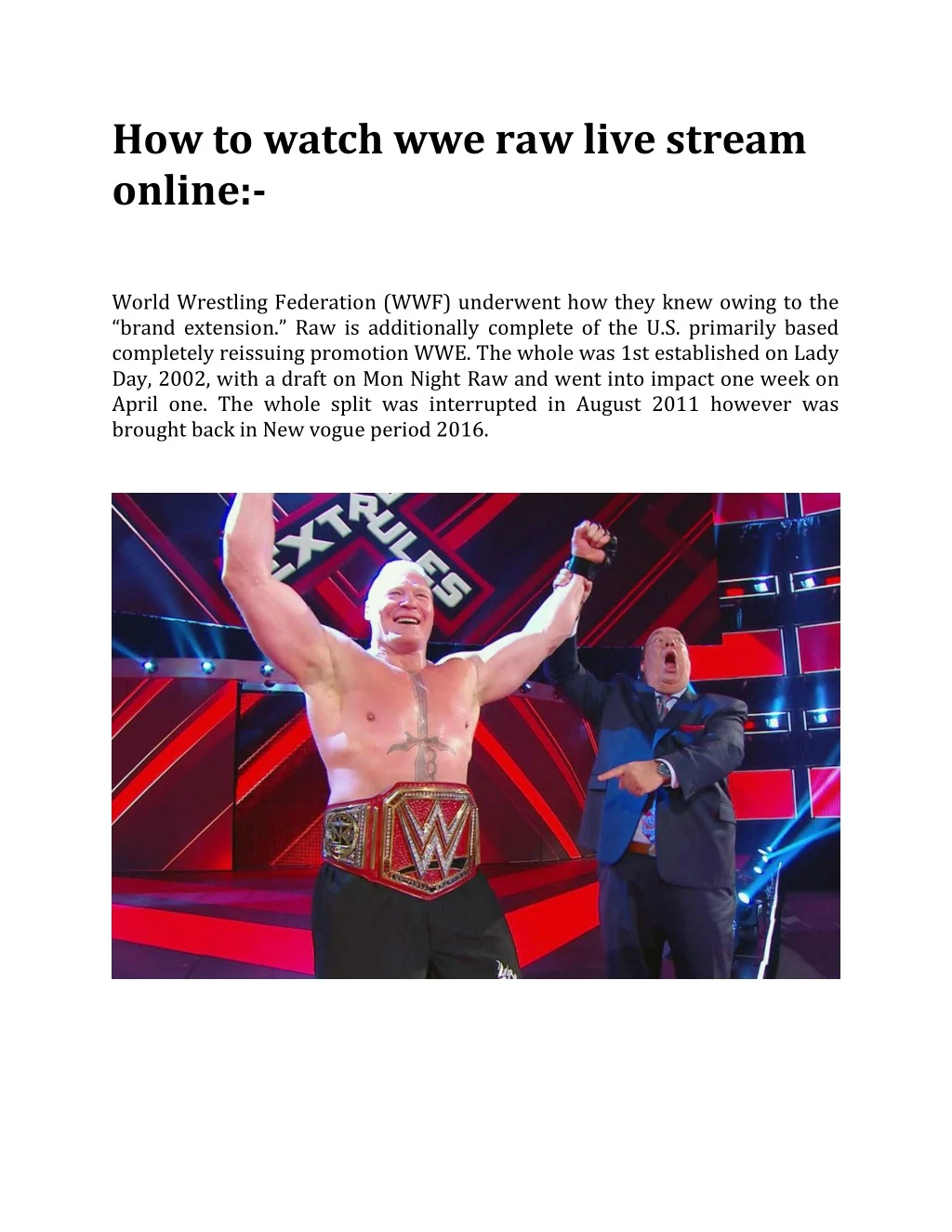 how to watch wwe raw live stream online