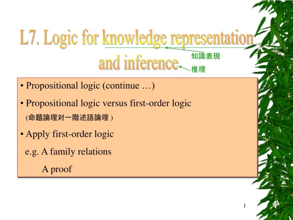 Propositional logic (continue …) Propositional logic versus first-order logic