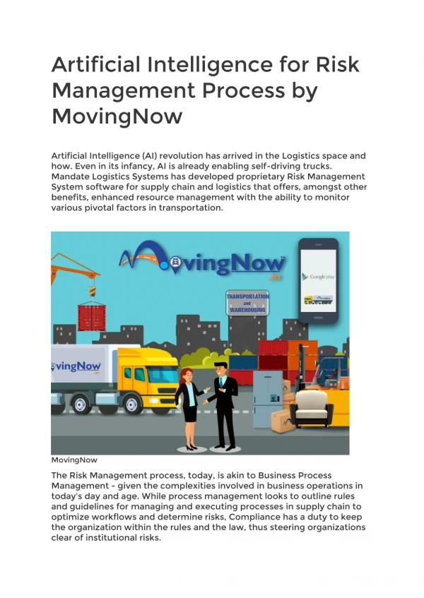 Artificial Intelligence for Risk Management Process by MovingNow