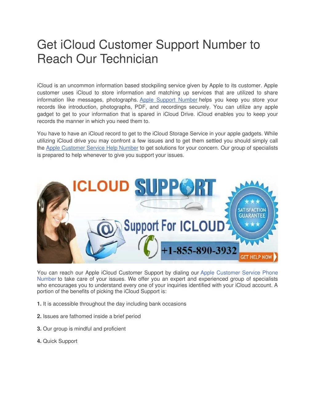 get icloud customer support number to reach
