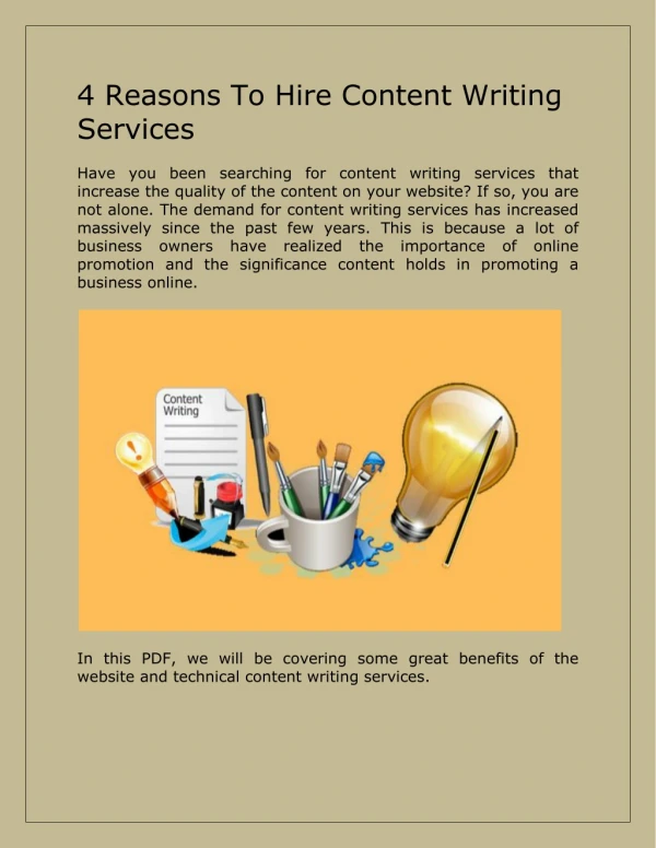 4 Reasons to Hire Content Writing Services