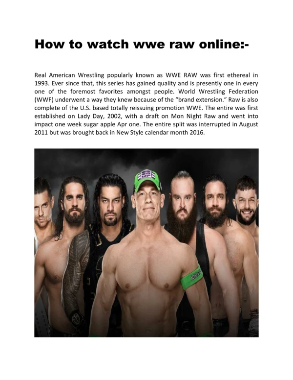 How to watch wwe raw
