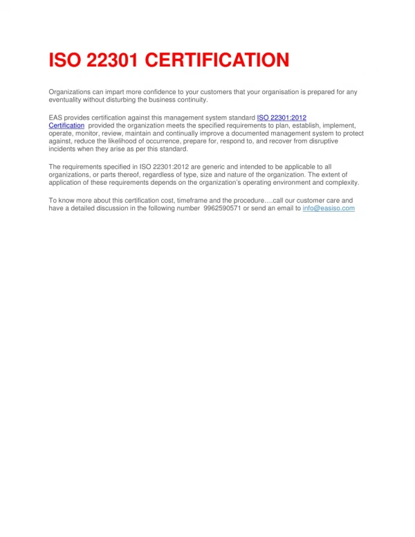 Iso 22301 certification