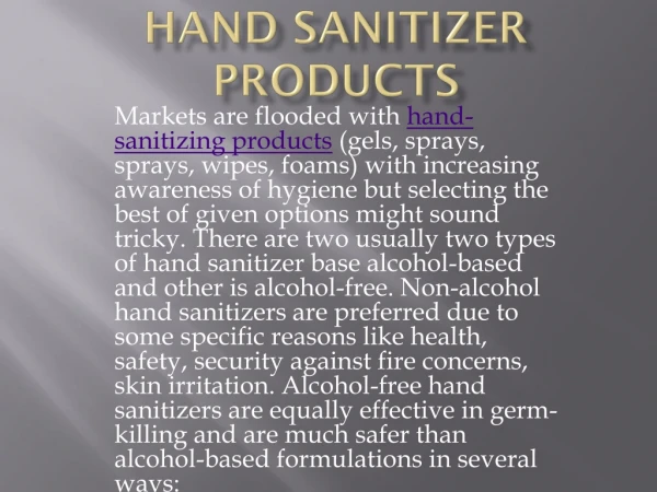 Hand Sanitizer Products - Keep Healthy and Safe