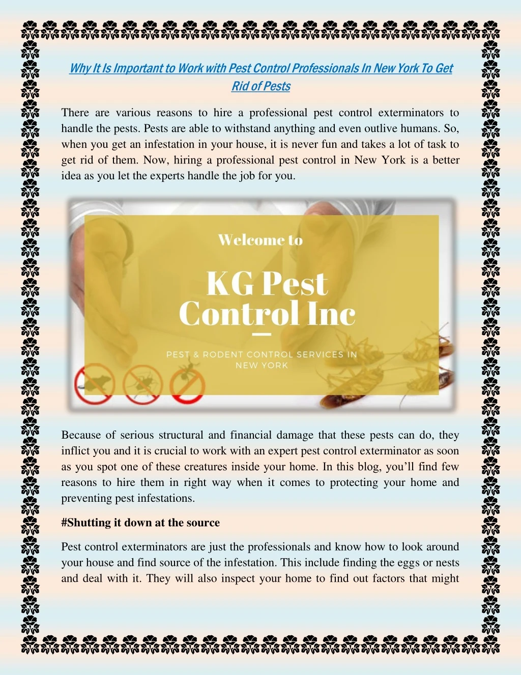 why it is important to work with pest control