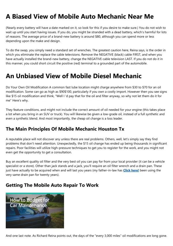 Some Known Factual Statements About Mobile Mechanic Houston Texas