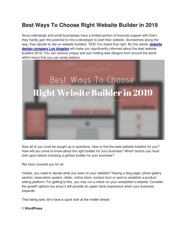 Best Ways To Choose Right Website Builder in 2019