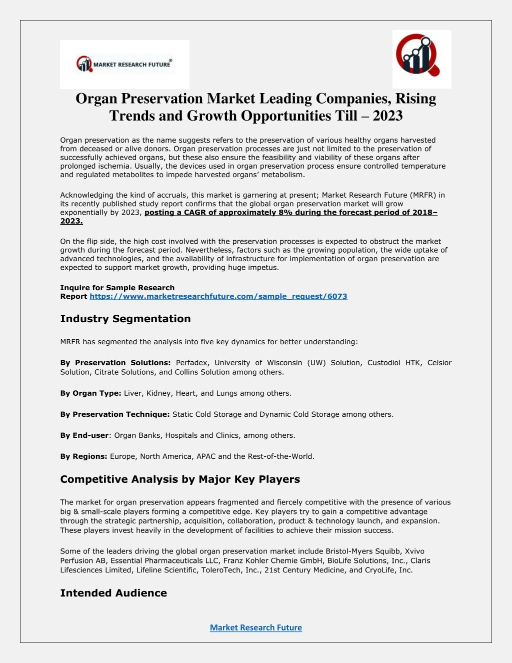 organ preservation market leading companies
