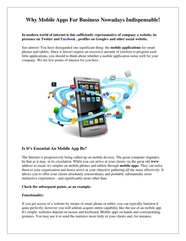 Why Mobile Apps For Business Nowadays Indispensable!