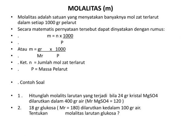 molalitas m