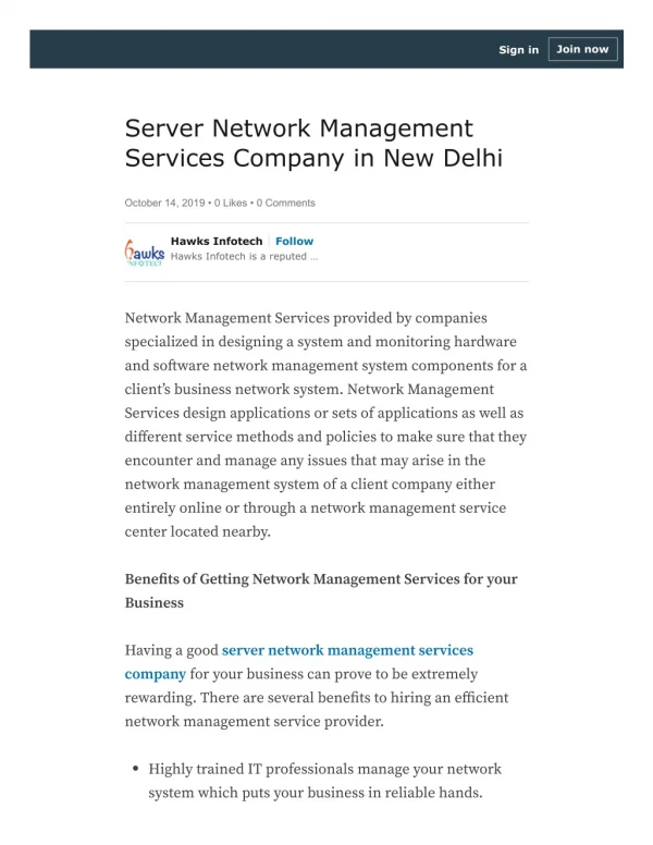 Server Network Management Services Company in New Delhi