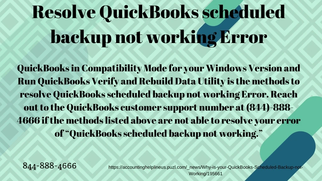 resolve quickbooks scheduled backup not working