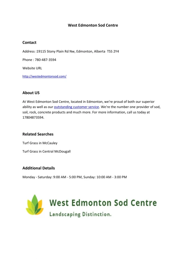 West Edmonton Sod Centre