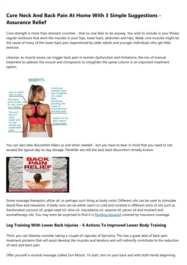 Physical Treatment Workouts For Lower Back Pain