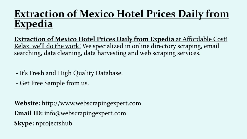 extraction of mexico hotel prices daily from expedia