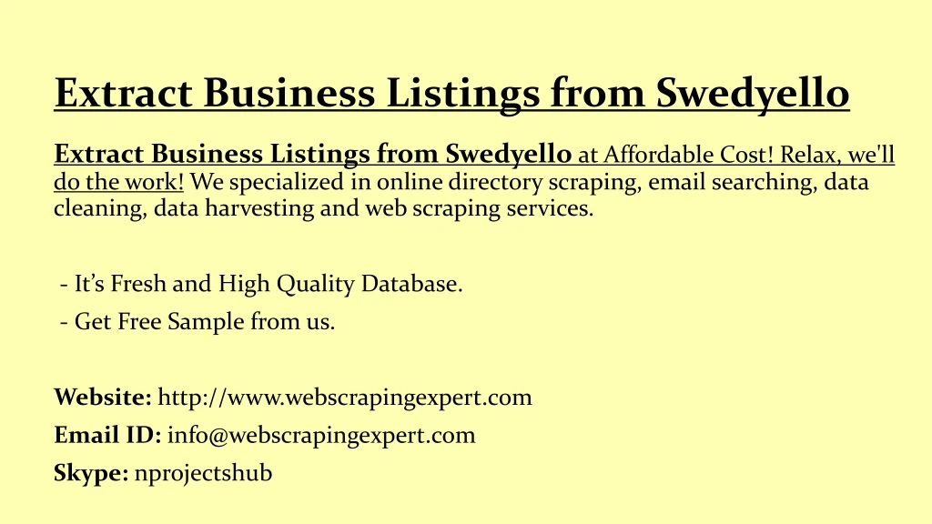 extract business listings from swedyello