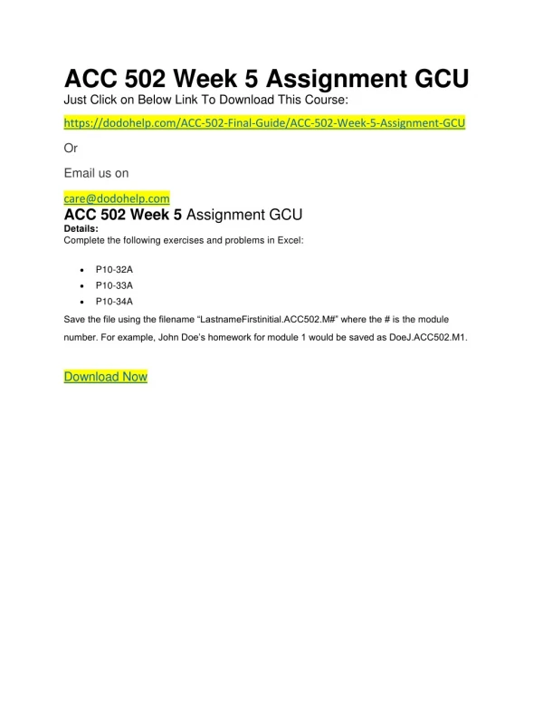 ACC 502 Week 5 Assignment GCU