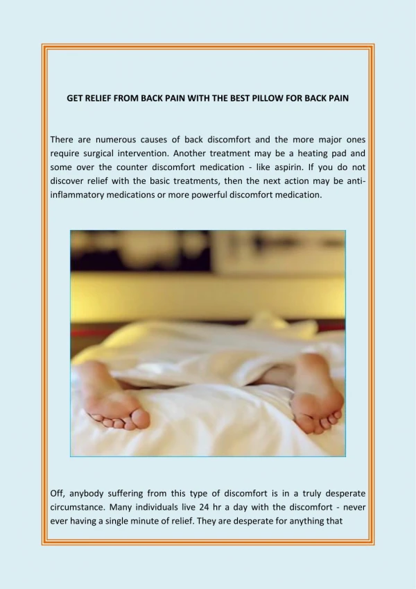 Get Relief From Back Pain With The Best Pillow For Back Pain`