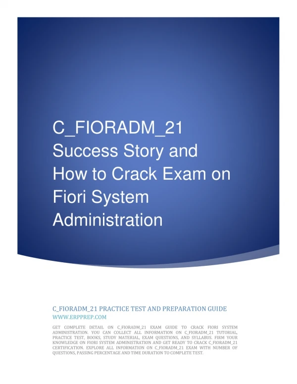 C_FIORADM_21 Success Story and How to Crack Exam on Fiori System Administration