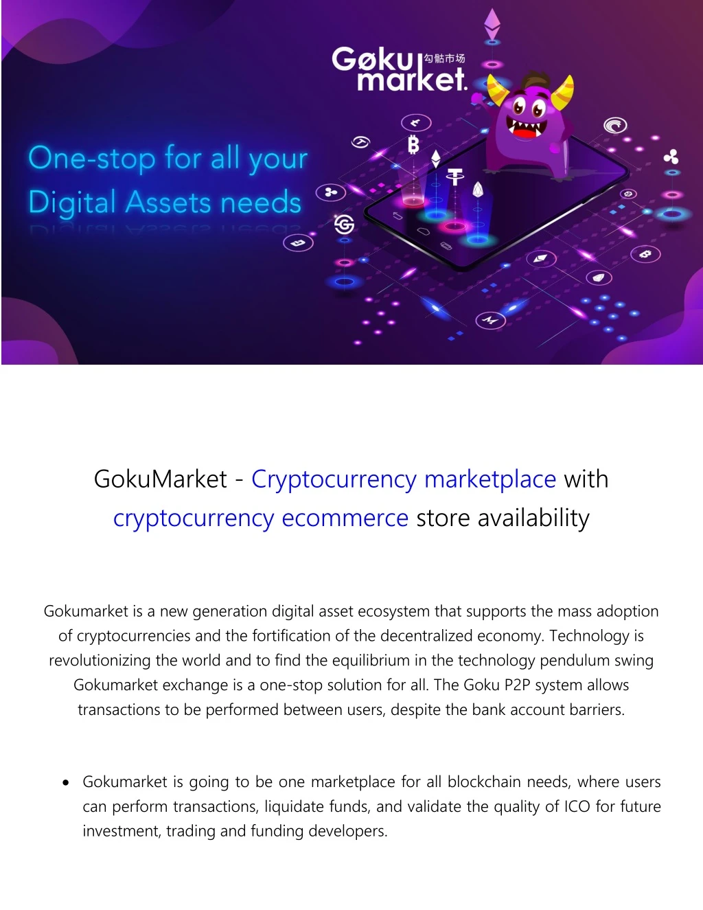 gokumarket cryptocurrency marketplace with